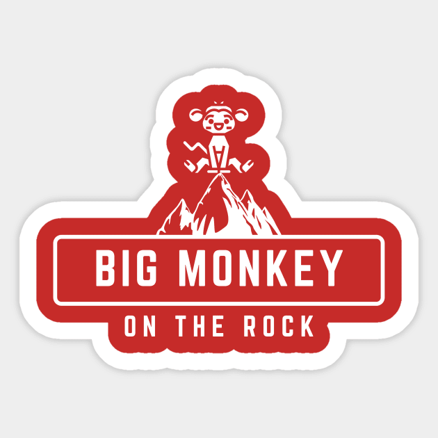 Big Monkey On The Rock Sticker by dGEN Network